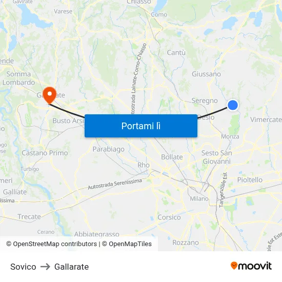 Sovico to Gallarate map