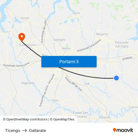 Ticengo to Gallarate map