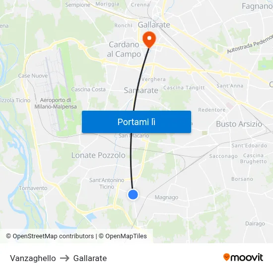 Vanzaghello to Gallarate map