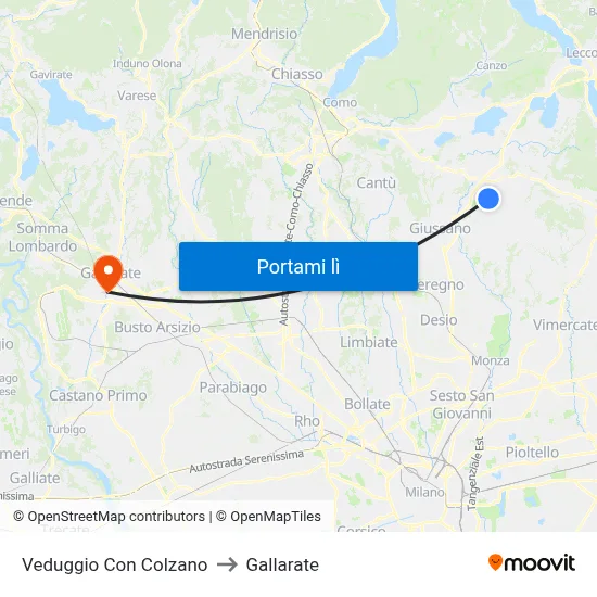 Veduggio Con Colzano to Gallarate map