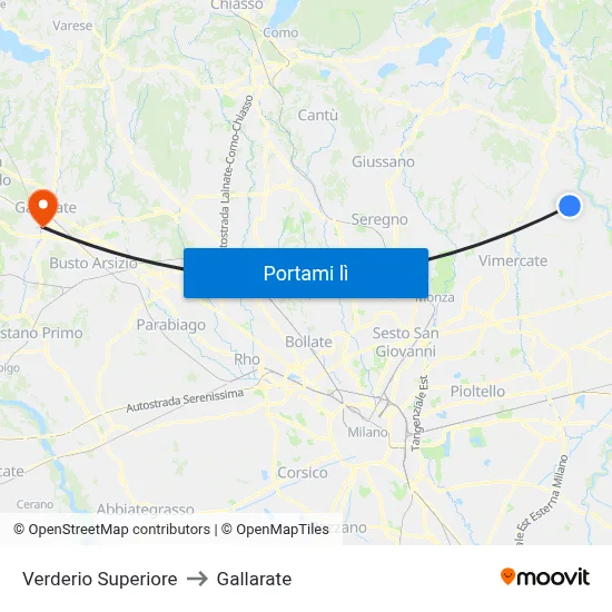 Verderio Superiore to Gallarate map