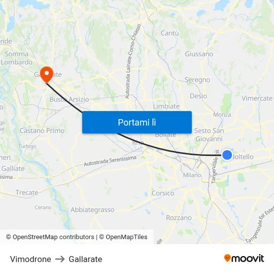 Vimodrone to Gallarate map