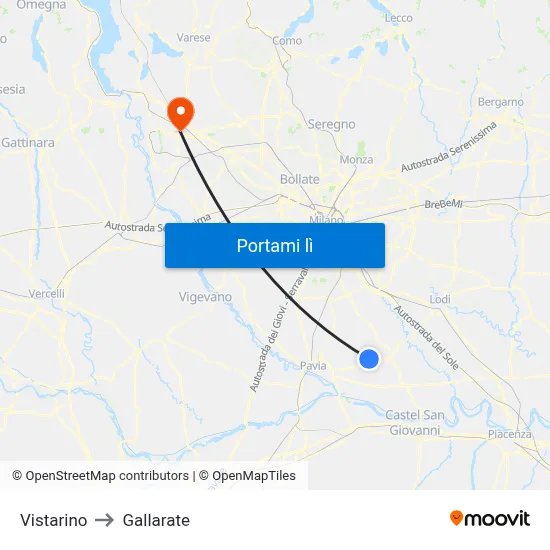 Vistarino to Gallarate map