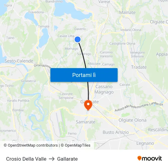 Crosio Della Valle to Gallarate map