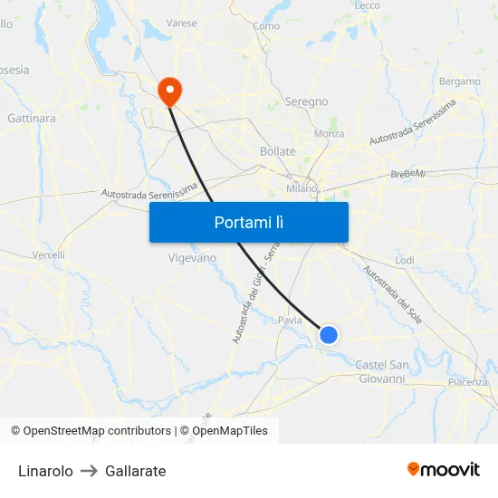 Linarolo to Gallarate map