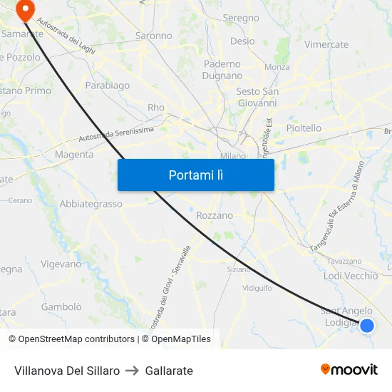 Villanova Del Sillaro to Gallarate map
