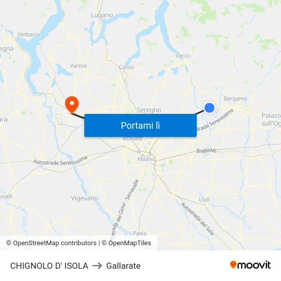 CHIGNOLO D' ISOLA to Gallarate map