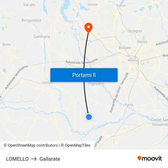 LOMELLO to Gallarate map