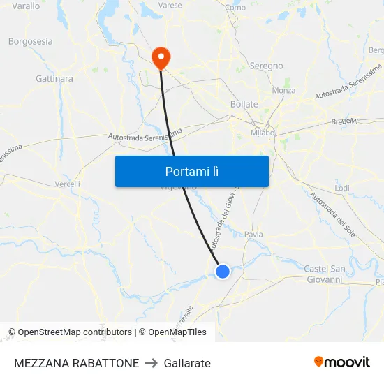 MEZZANA RABATTONE to Gallarate map