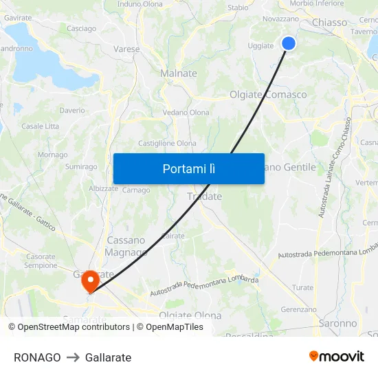 RONAGO to Gallarate map