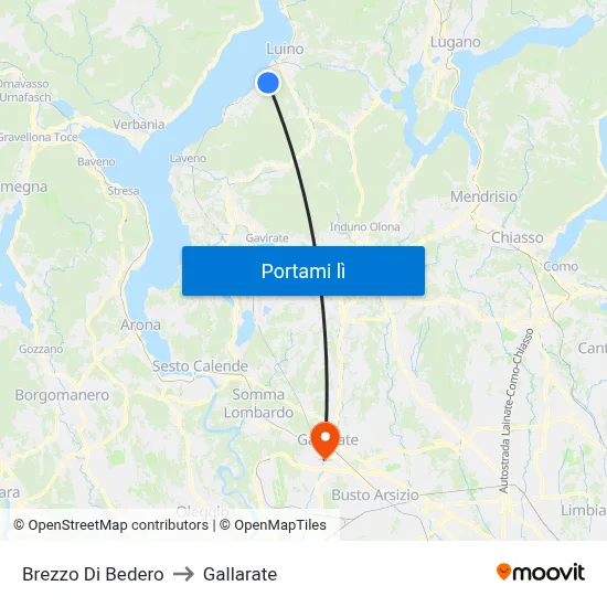 Brezzo Di Bedero to Gallarate map