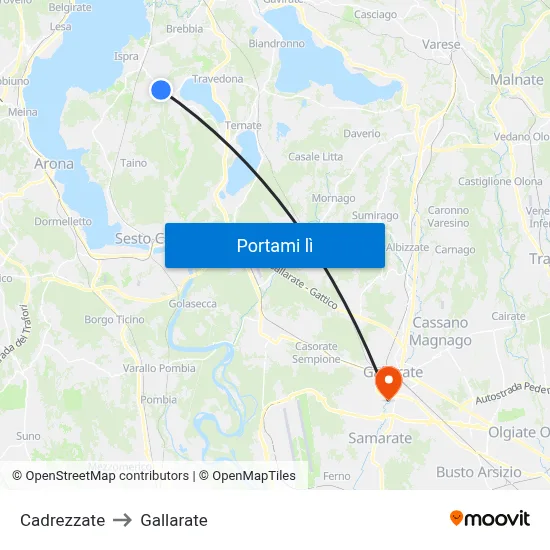 Cadrezzate to Gallarate map