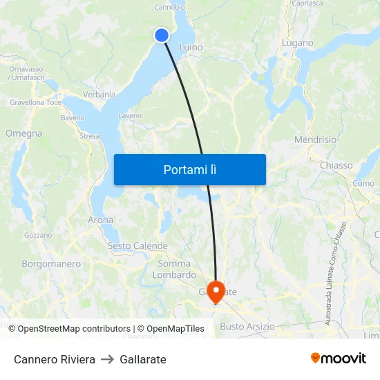Cannero Riviera to Gallarate map