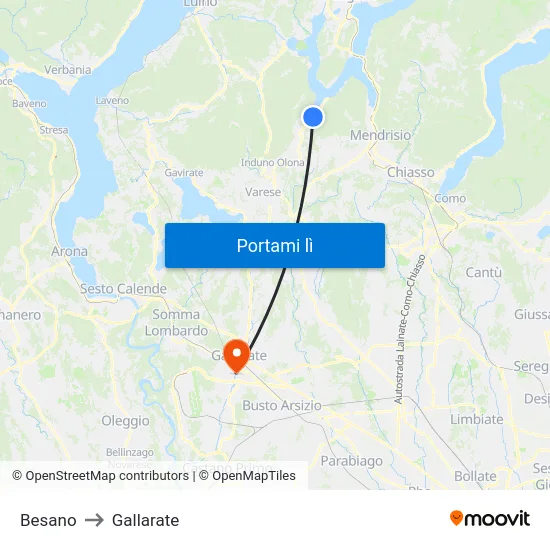 Besano to Gallarate map