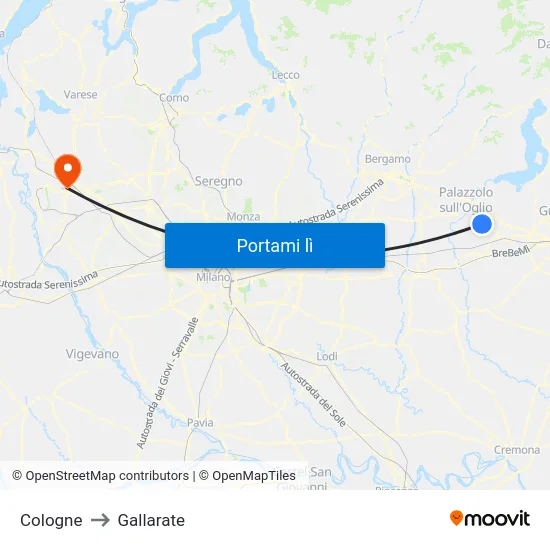 Cologne to Gallarate map