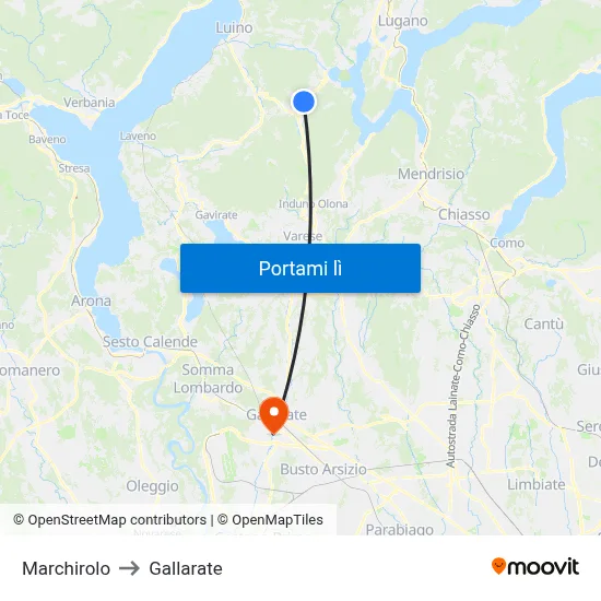 Marchirolo to Gallarate map
