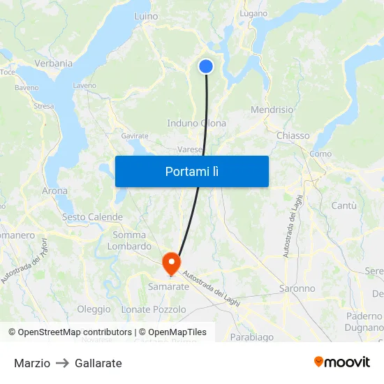 Marzio to Gallarate map