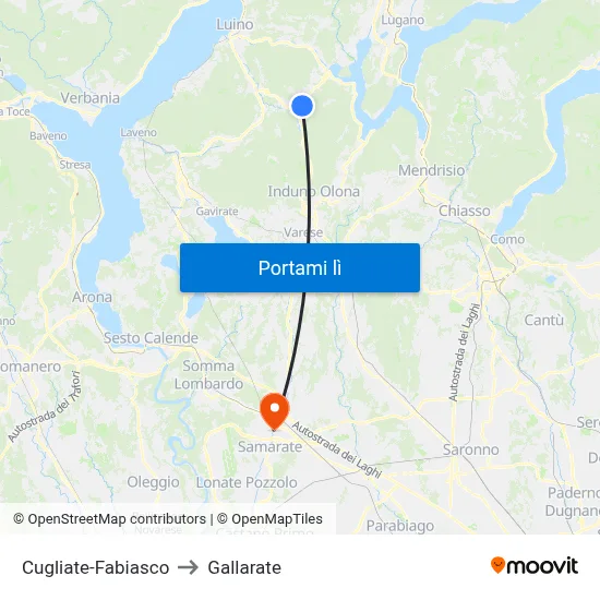 Cugliate-Fabiasco to Gallarate map