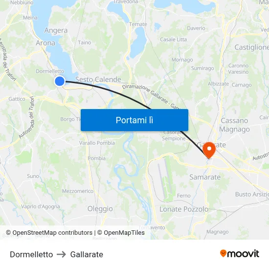 Dormelletto to Gallarate map
