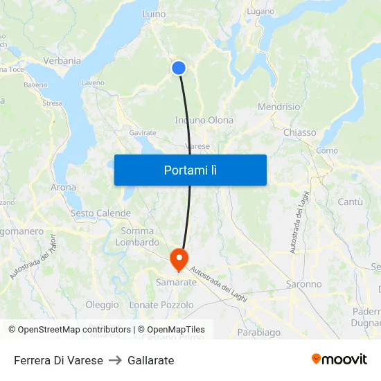 Ferrera Di Varese to Gallarate map