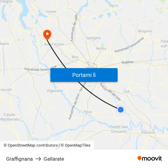 Graffignana to Gallarate map