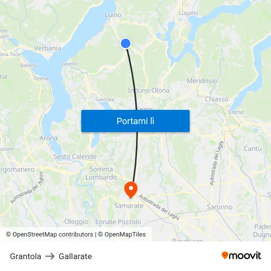 Grantola to Gallarate map