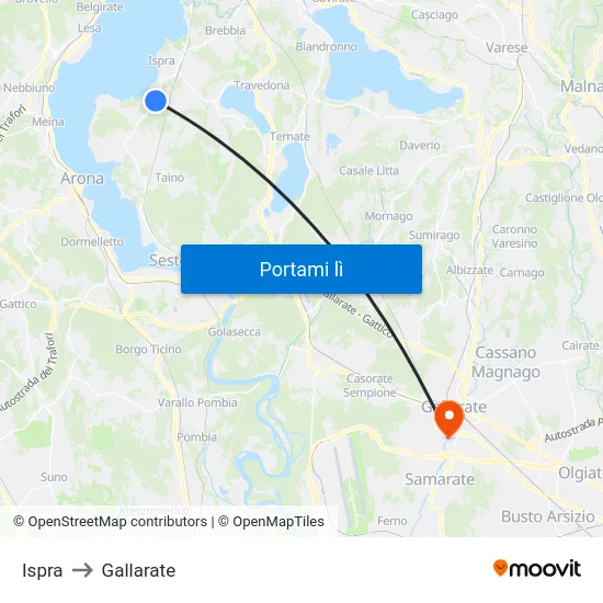 Ispra to Gallarate map