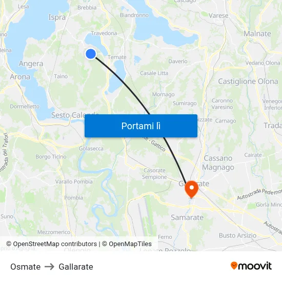Osmate to Gallarate map