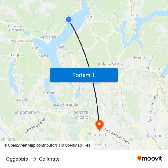 Oggebbio to Gallarate map