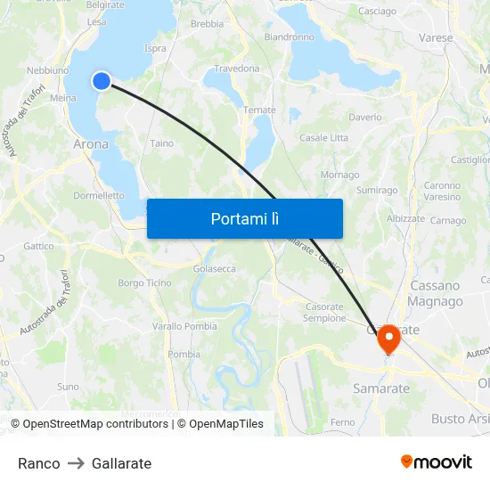Ranco to Gallarate map