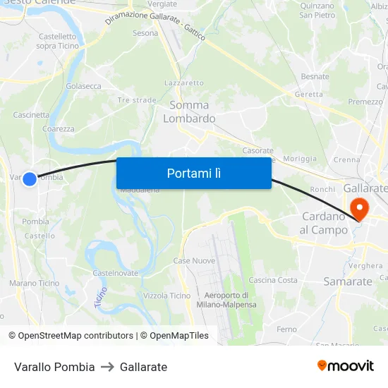 Varallo Pombia to Gallarate map