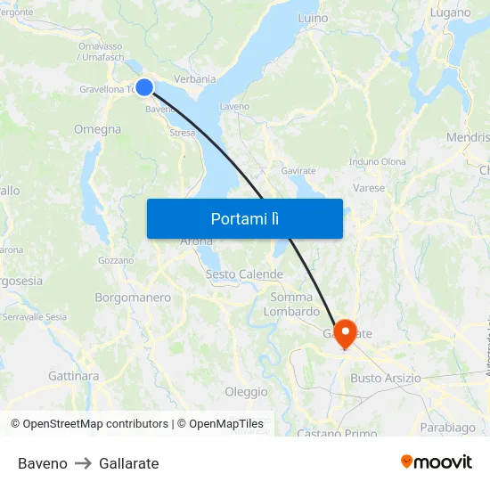 Baveno to Gallarate map