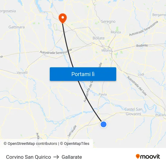 Corvino San Quirico to Gallarate map