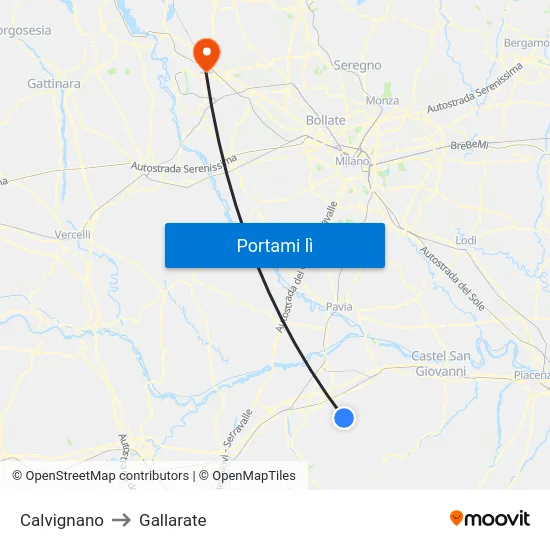 Calvignano to Gallarate map