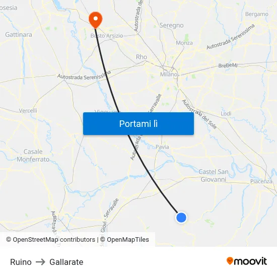 Ruino to Gallarate map