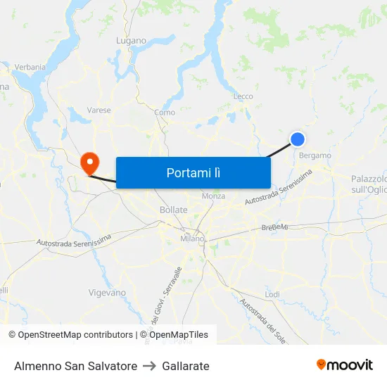 Almenno San Salvatore to Gallarate map