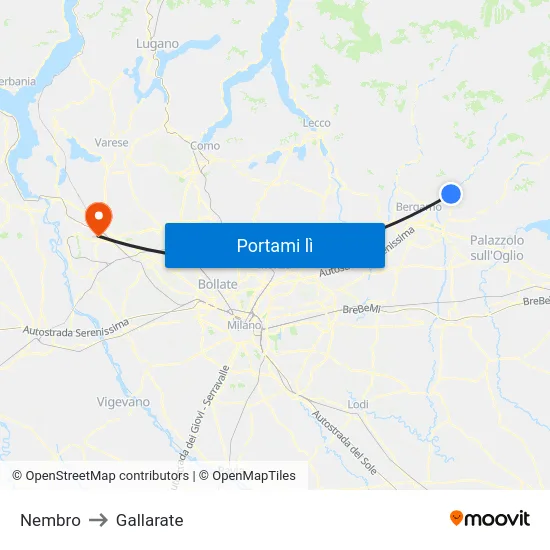 Nembro to Gallarate map