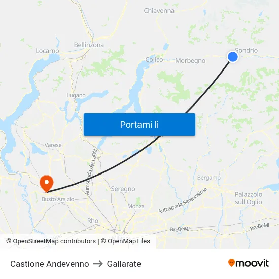Castione Andevenno to Gallarate map