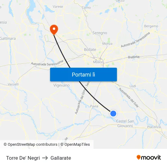 Torre De' Negri to Gallarate map