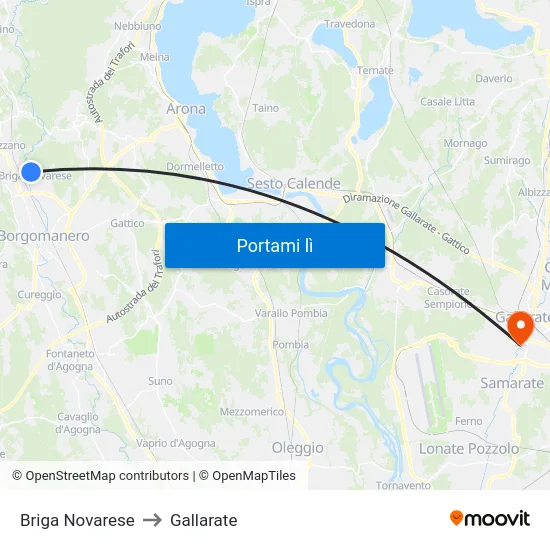 Briga Novarese to Gallarate map
