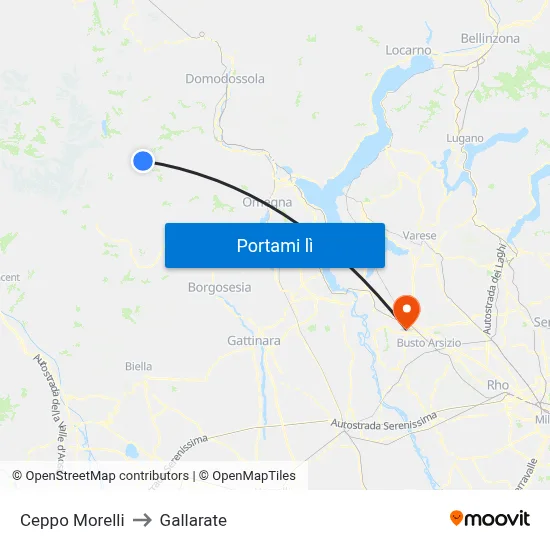 Ceppo Morelli to Gallarate map
