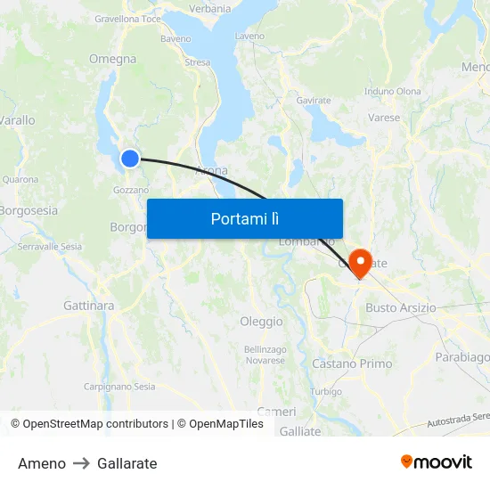 Ameno to Gallarate map