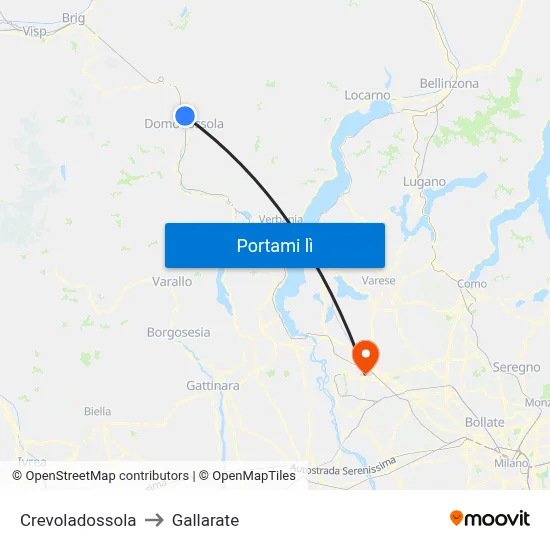 Crevoladossola to Gallarate map