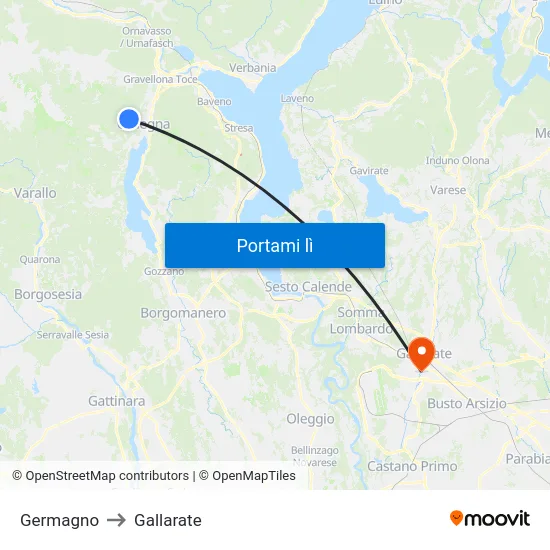 Germagno to Gallarate map
