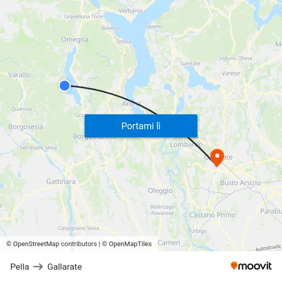 Pella to Gallarate map