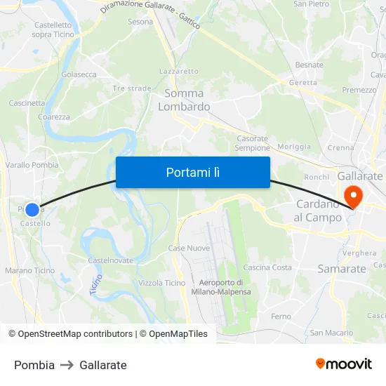 Pombia to Gallarate map