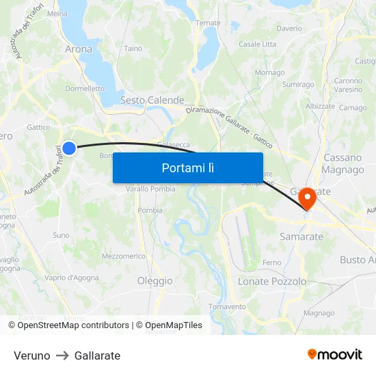 Veruno to Gallarate map