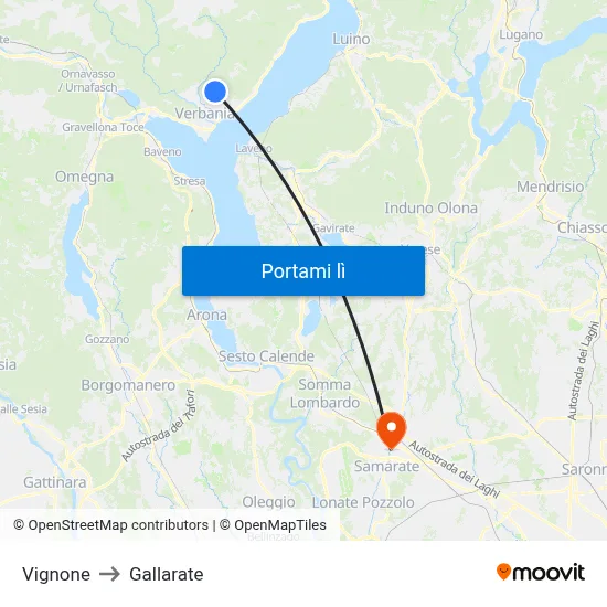 Vignone to Gallarate map