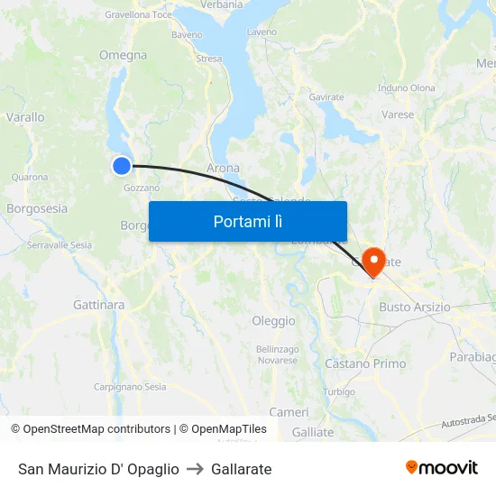 San Maurizio D' Opaglio to Gallarate map