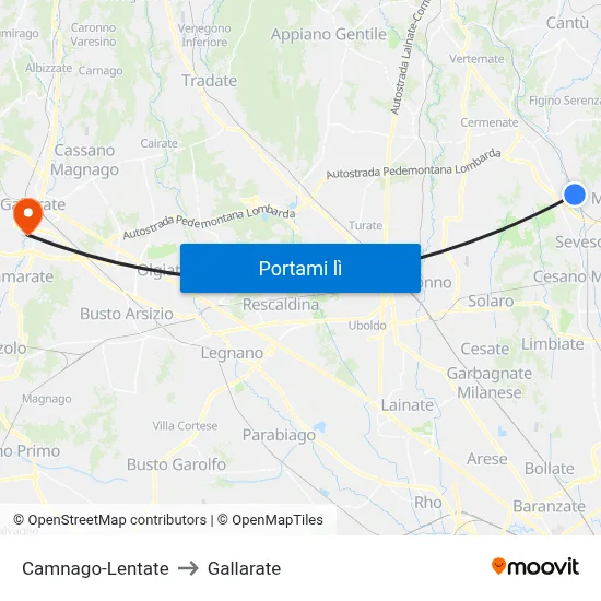 Camnago-Lentate to Gallarate map